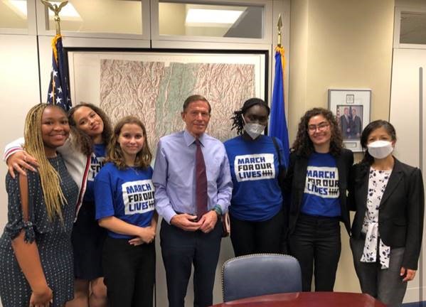 Blumenthal  met with students leaders from March for Our Lives. 